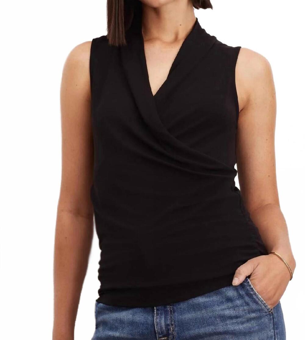 NEW VELVET BY GRAHAM & SPENCER dorthy wrap tank top in black